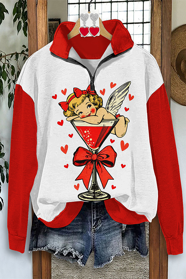 Cute Valentine's Day Zip-Up Sweatshirt