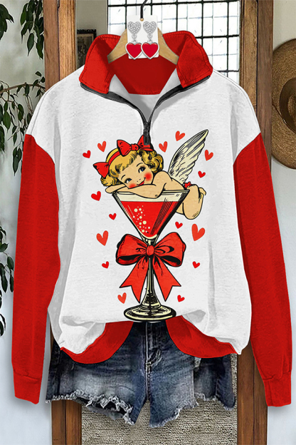 Cute Valentine's Day Zip-Up Sweatshirt