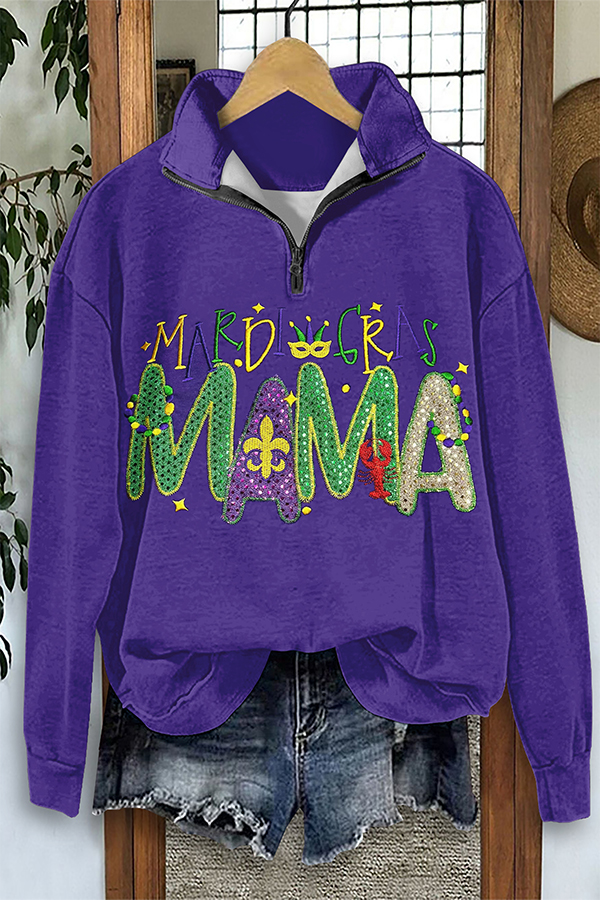 Mardi Gras Mama Zip-Up Sweatshirt