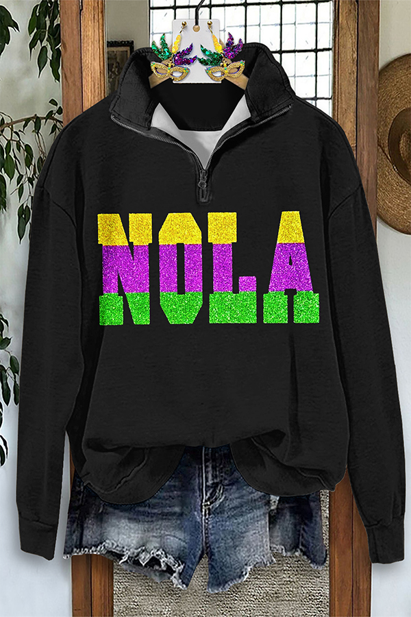 Mardi Gras Nola Zip-Up Sweatshirt