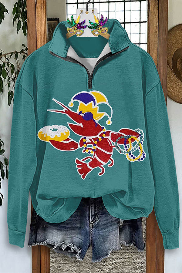 Mardi Gras Crawfish Zip-Up Sweatshirt