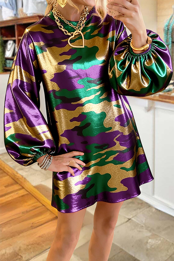 Mardi Gras Camouflage Sweatshirt Dress