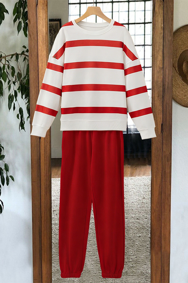 Classic Striped Top And Pants Two-Piece Set