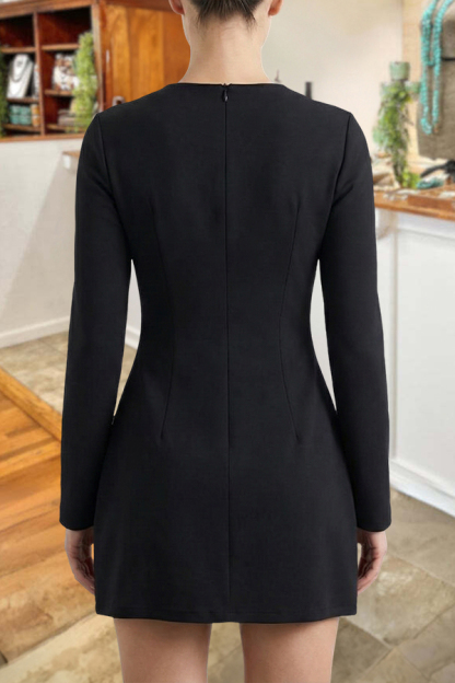 Classic Solid Color Long Sleeve Dress