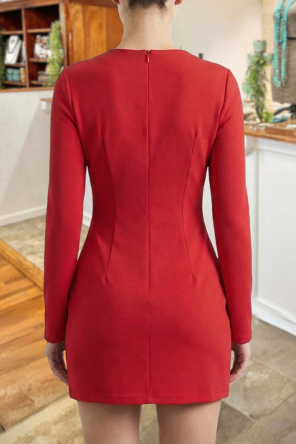 Classic Solid Color Long Sleeve Dress