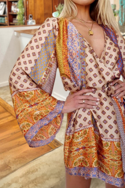 Vintage Printed Satin Dress