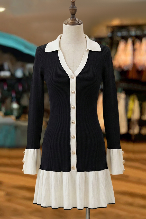 Classic Ruffled Knit Dress