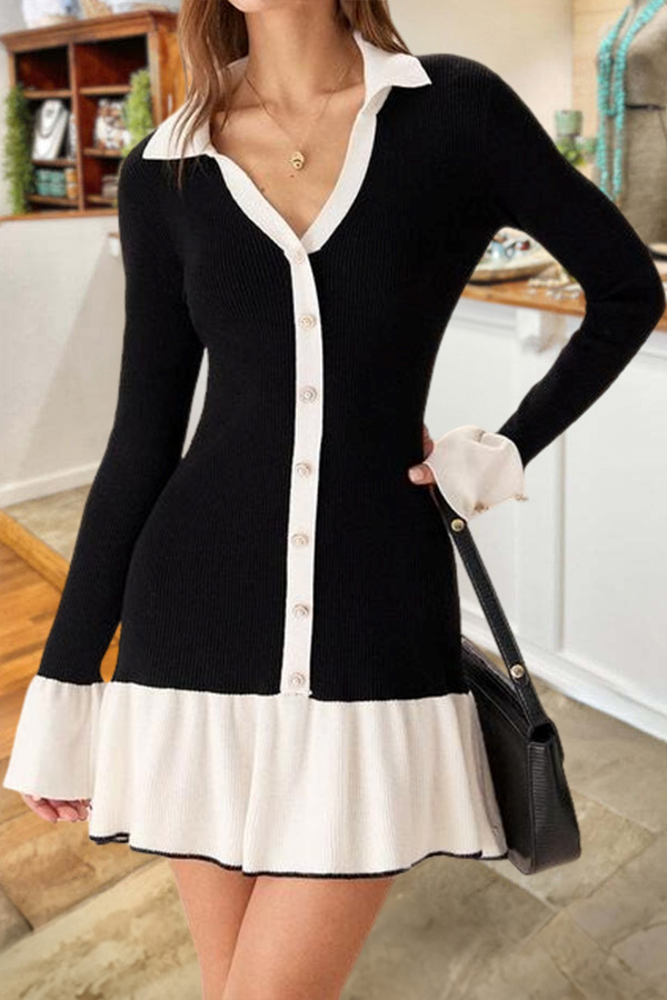 Classic Ruffled Knit Dress