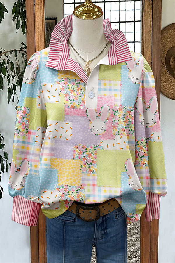 Cute Easter Bunny Striped Blouse