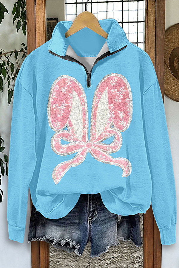 Cute Easter Bunny Ear Zipper Sweatshirt