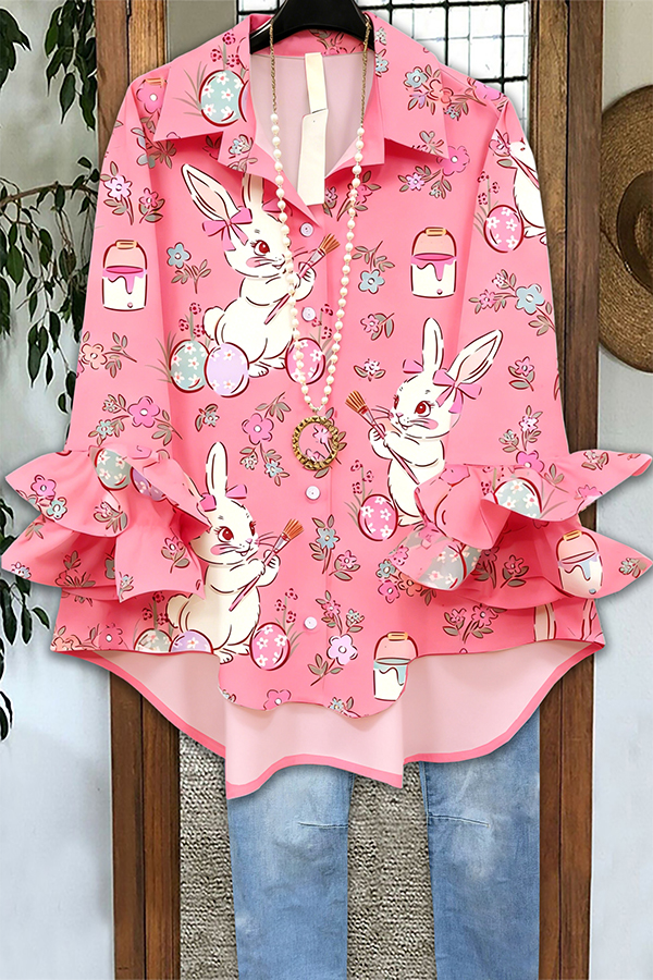Cute Easter Bunny Ruffled Blouses