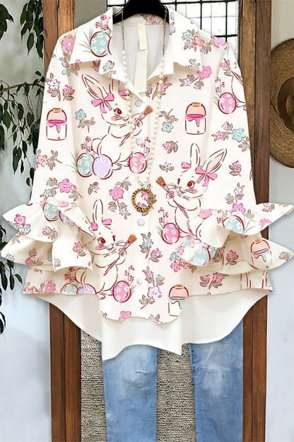 Cute Easter Bunny Ruffled Blouses