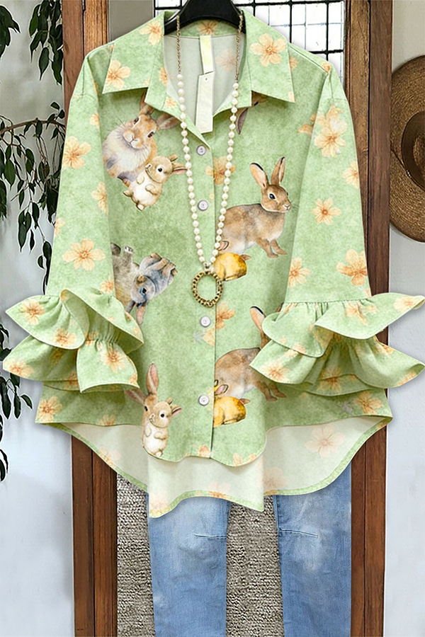 Fresh Easter Bunny Ruffled Blouses