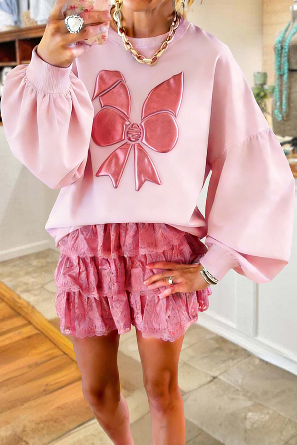 Easter Bunny Ear Lantern Sleeve Sweatshirt