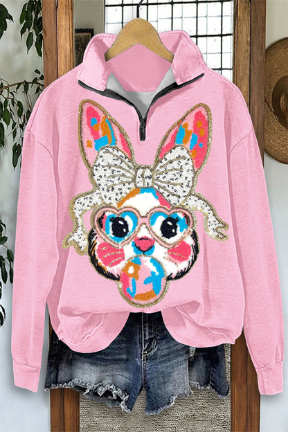 Cute Easter Bunny Zipper Sweatshirt