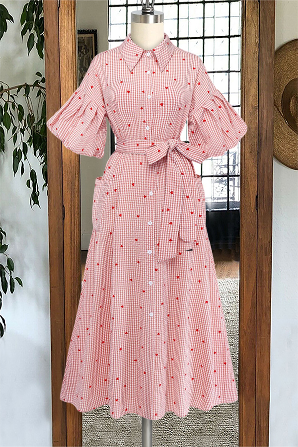 Sweet Valentine's Day Plaid Heart Dress