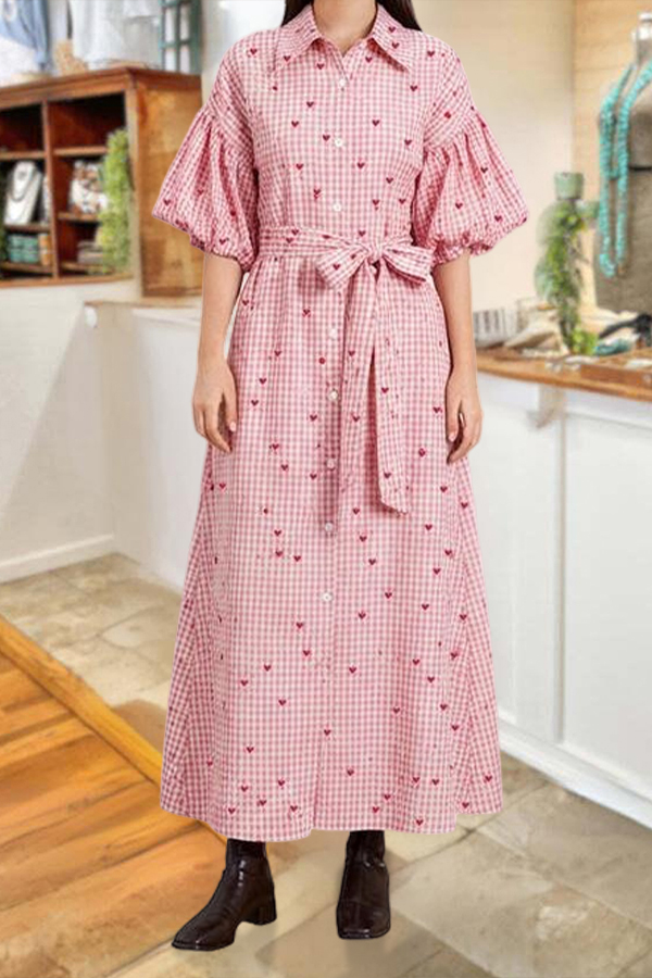 Sweet Valentine's Day Plaid Heart Dress