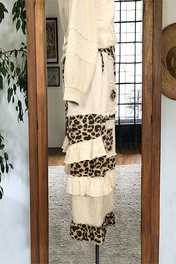 Unique Leopard Print Patchwork Pants