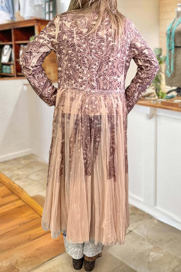 Vintage Mesh Patchwork Long Lightweight Coat