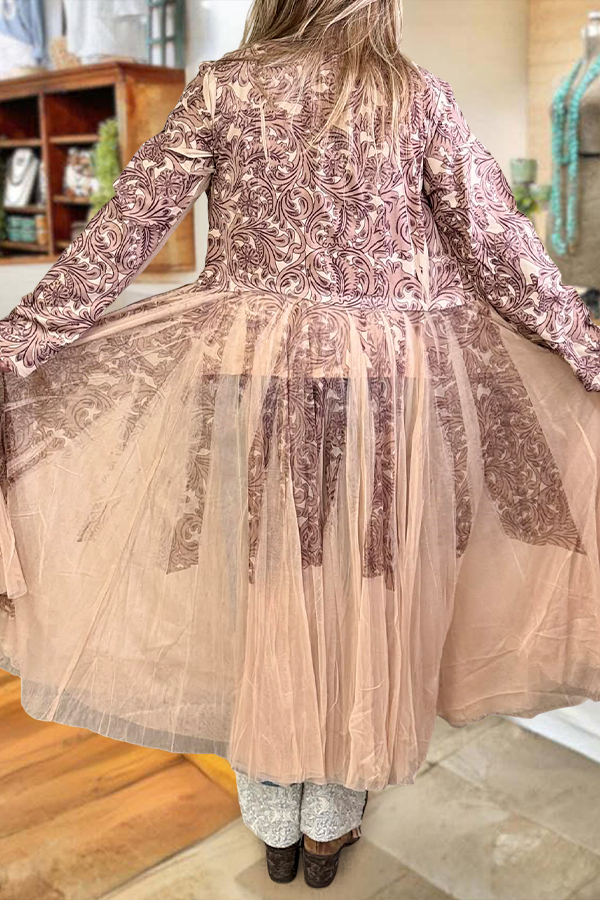 Vintage Mesh Patchwork Long Lightweight Coat