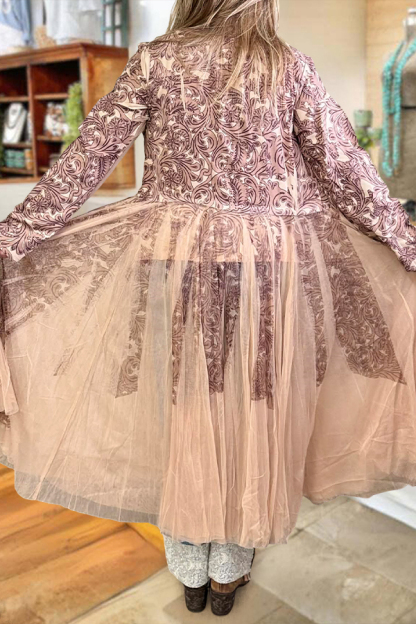 Vintage Mesh Patchwork Long Lightweight Coat