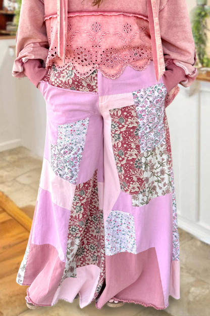Sweet Floral Patchwork Pants