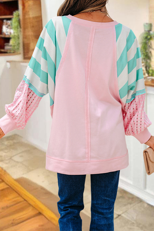 Casual Stripe Patchwork Sweatshirt