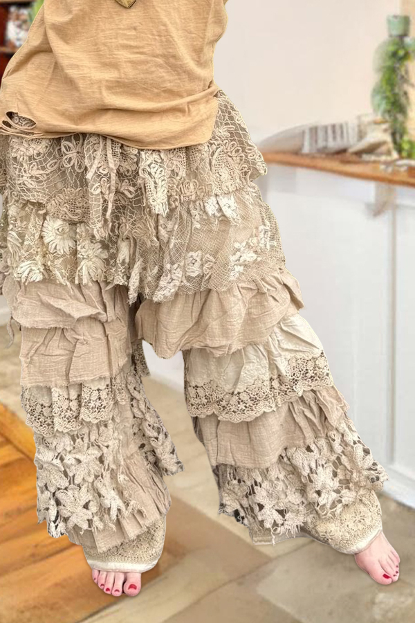 Vintage Lace Ruffled Pants