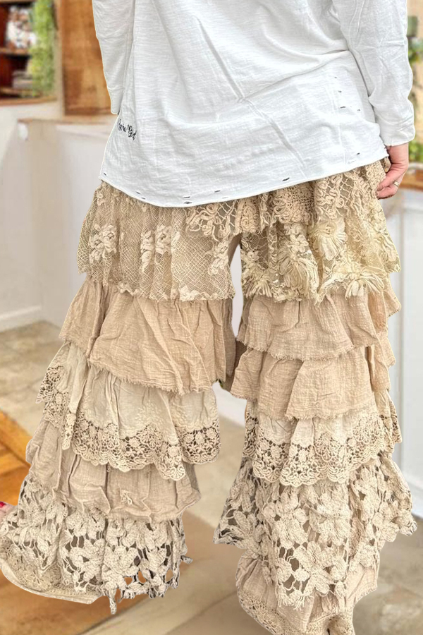 Vintage Lace Ruffled Pants