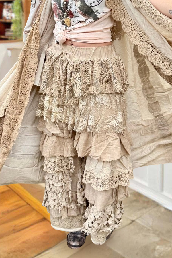 Vintage Lace Ruffled Pants