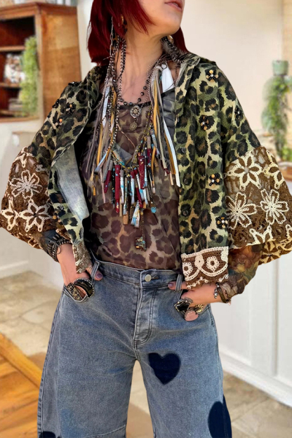 Romantic Camouflage Floral Lace Patchwork Jacket