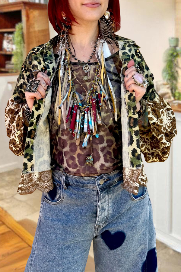 Romantic Camouflage Floral Lace Patchwork Jacket