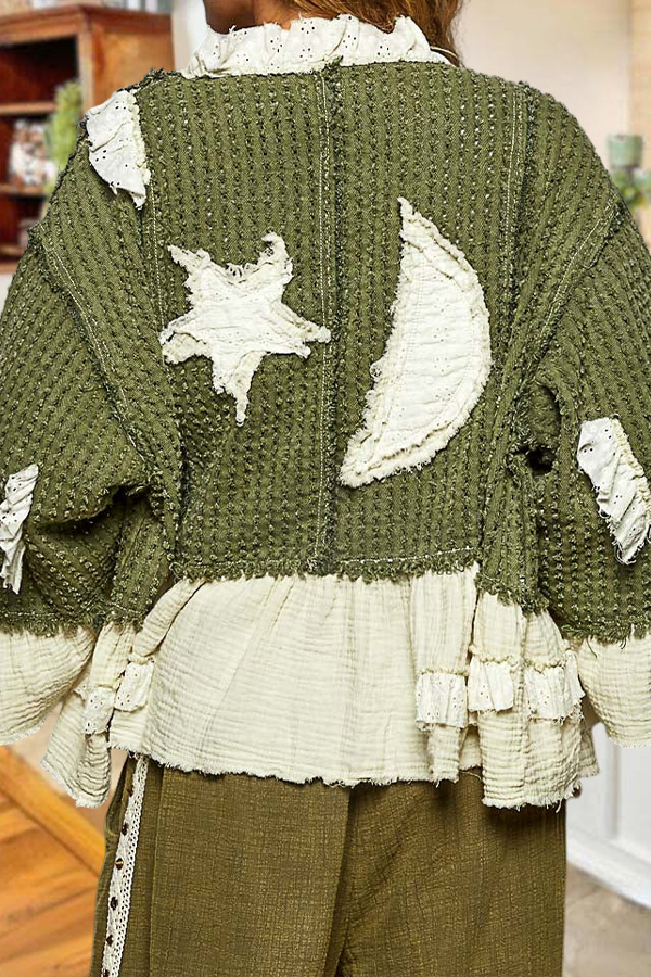 Vintage Star Patchwork Color Block Jacket