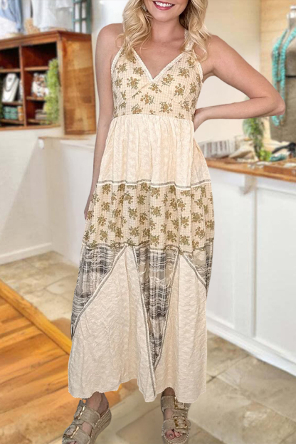 Floral Patchwork Cami Maxi Dress