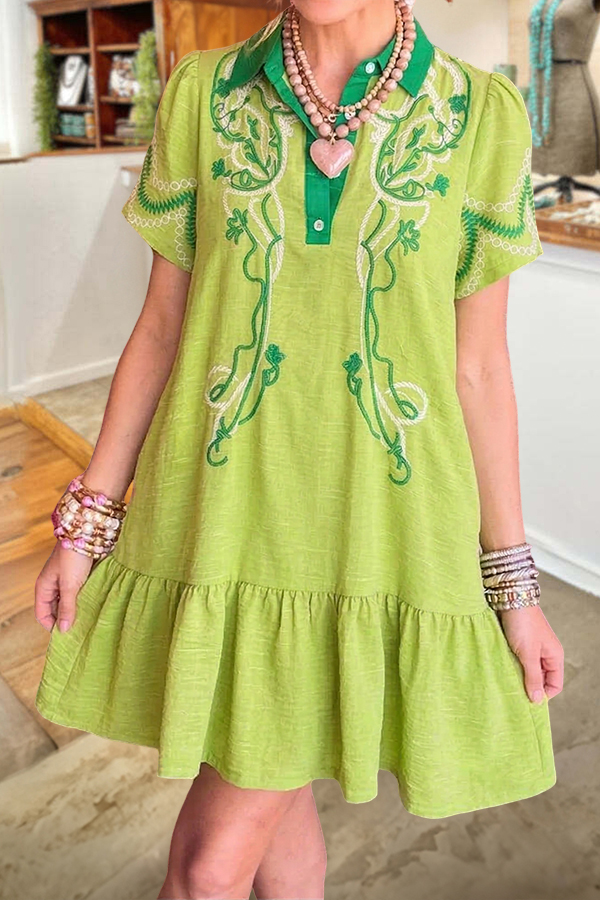 Fresh Abstract Print Mini Dress