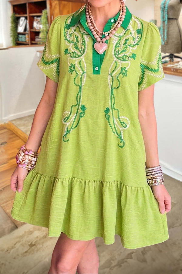 Fresh Abstract Print Mini Dress