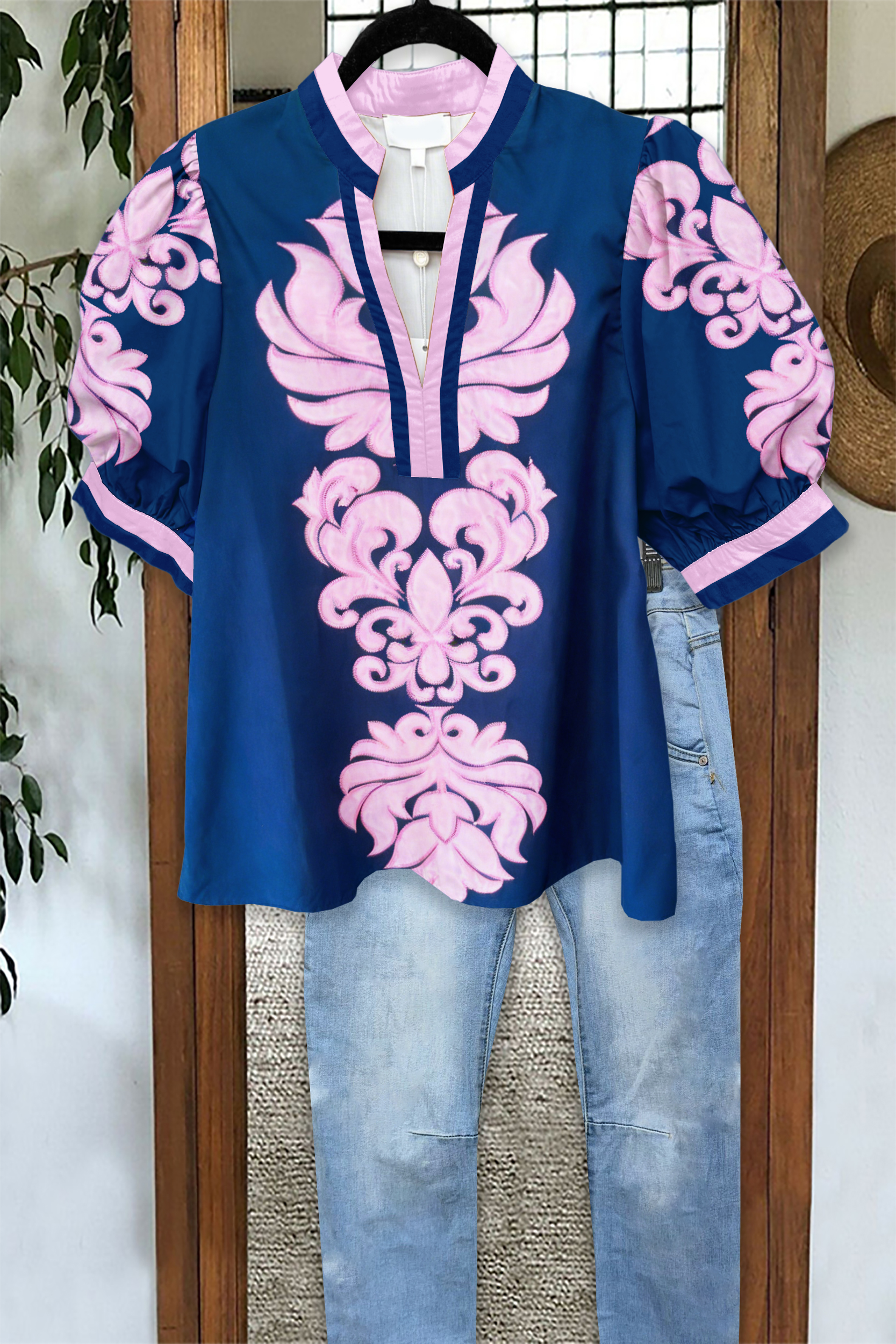 Classic Baroque Floral Puff Sleeve Blouses
