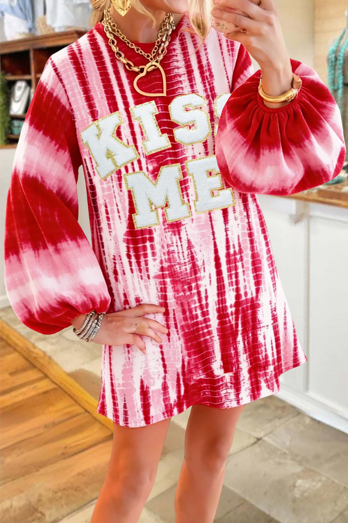 Classic Tie Dye Kiss Me Sweatshirt Dress
