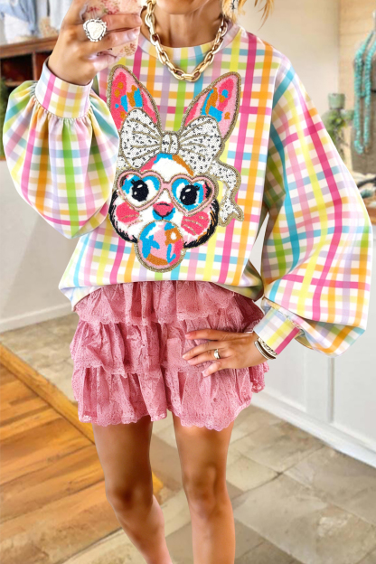 Cute Easter Bunny Lantern Sleeve Sweatshirt