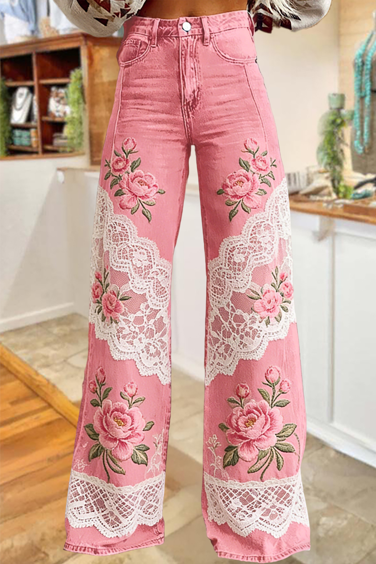 Women's pants | Sweet Floral Wide Leg Pants |ladyboutiquebd