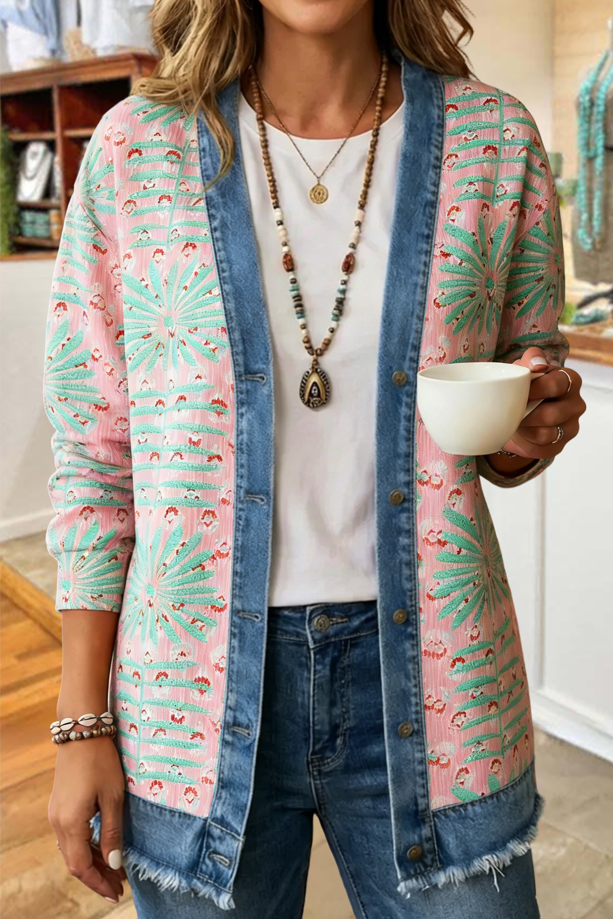 Fresh Floral Patchwork Print Jackets