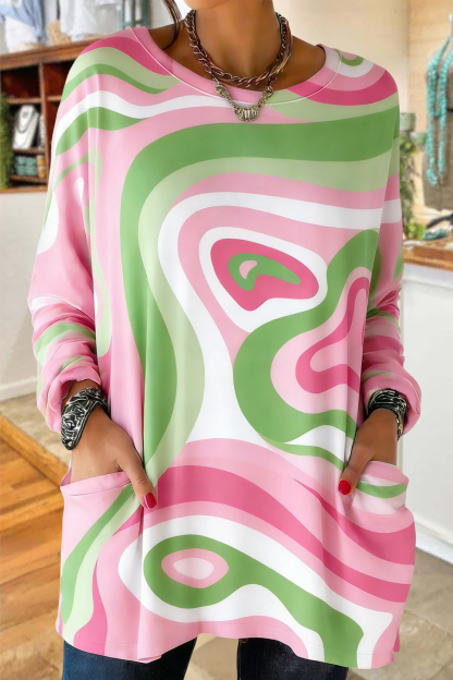 Fresh Abstract Print Cotton T-shirt