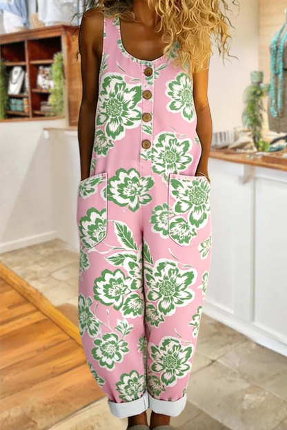 Fresh Sleeveless Washed Cotton Overalls