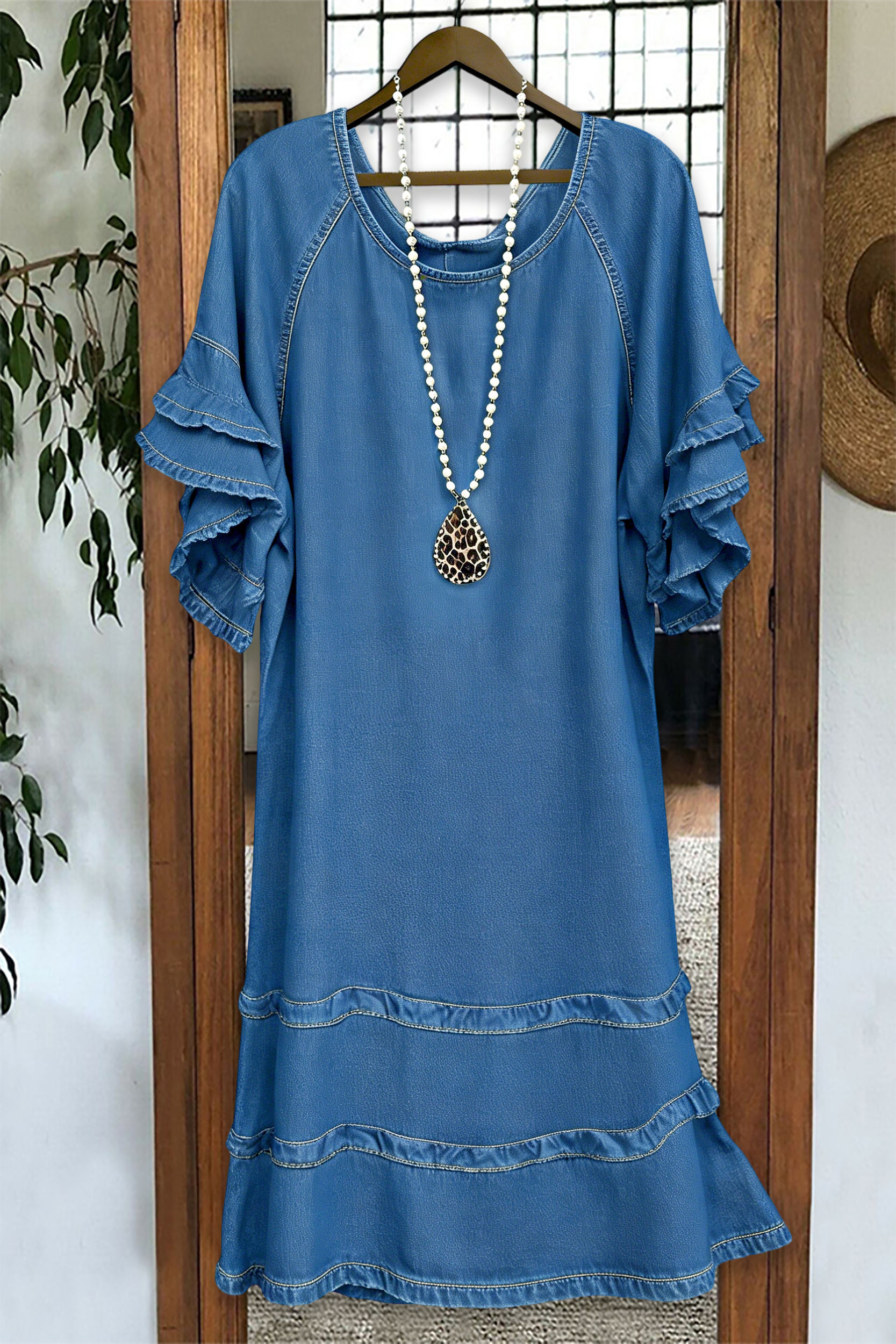 Classic Denim Raglan Sleeve Dress
