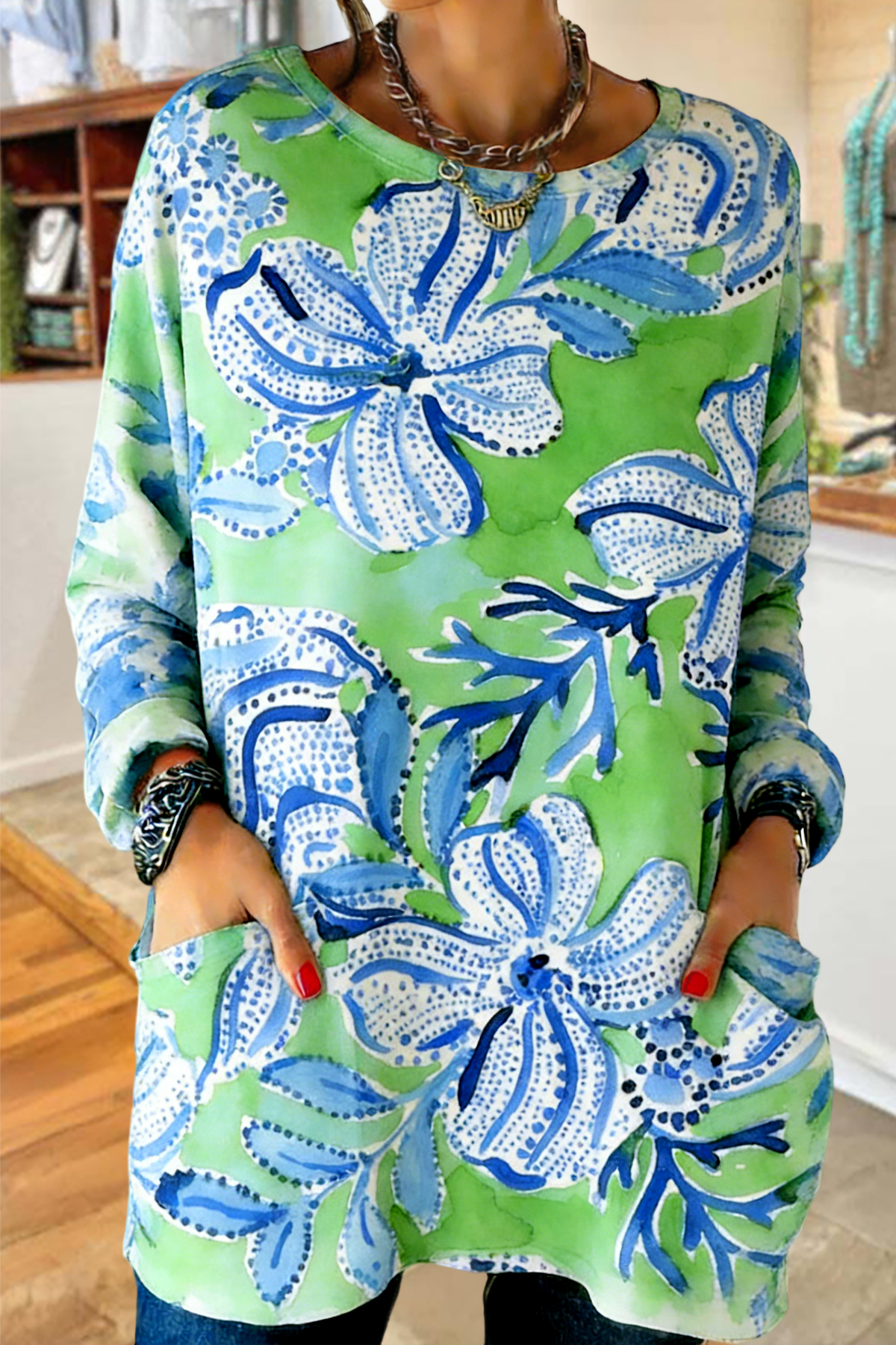 Fresh Floral Pocket Cotton T-shirt