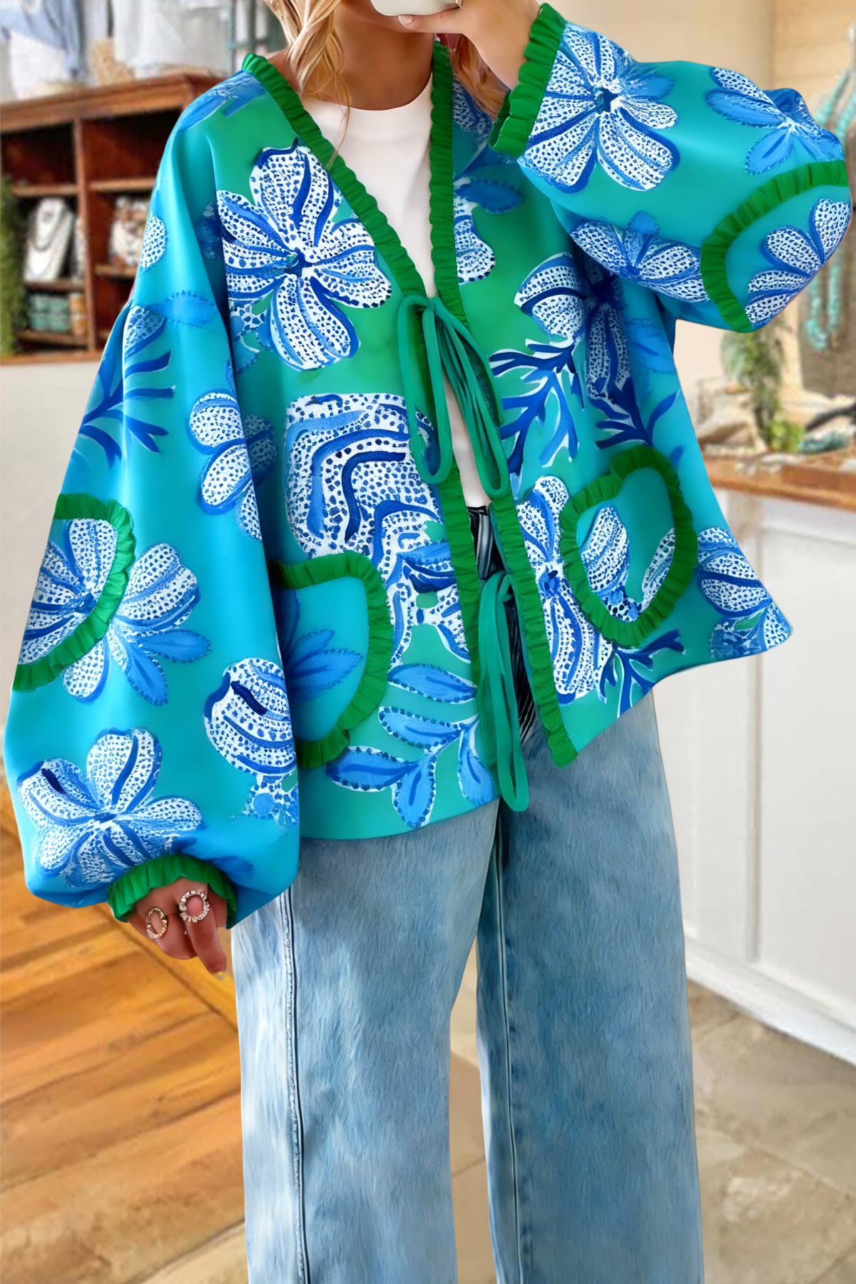 Women's blouse | Fresh Floral Heart Lace Blouse |Shopify-ladyboutiquebd