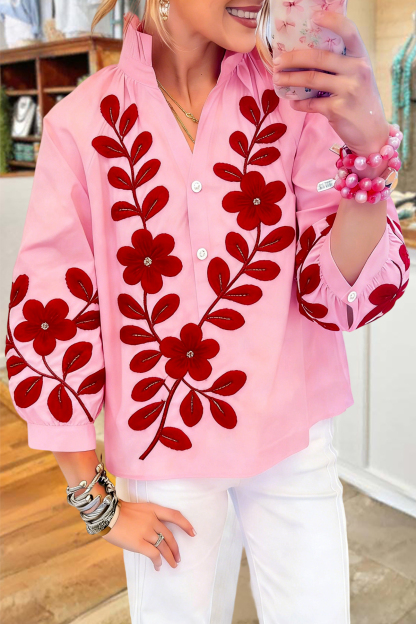 Sweet Floral V-neck Blouse