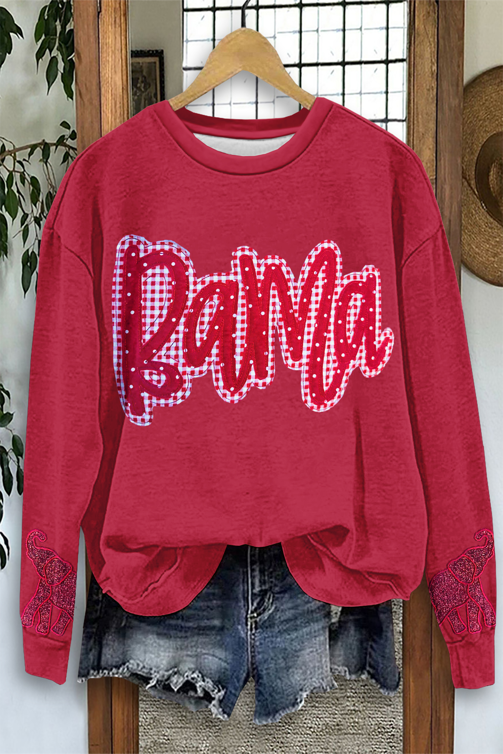 Casual Red And White Elephant Game Day Sweatshirt