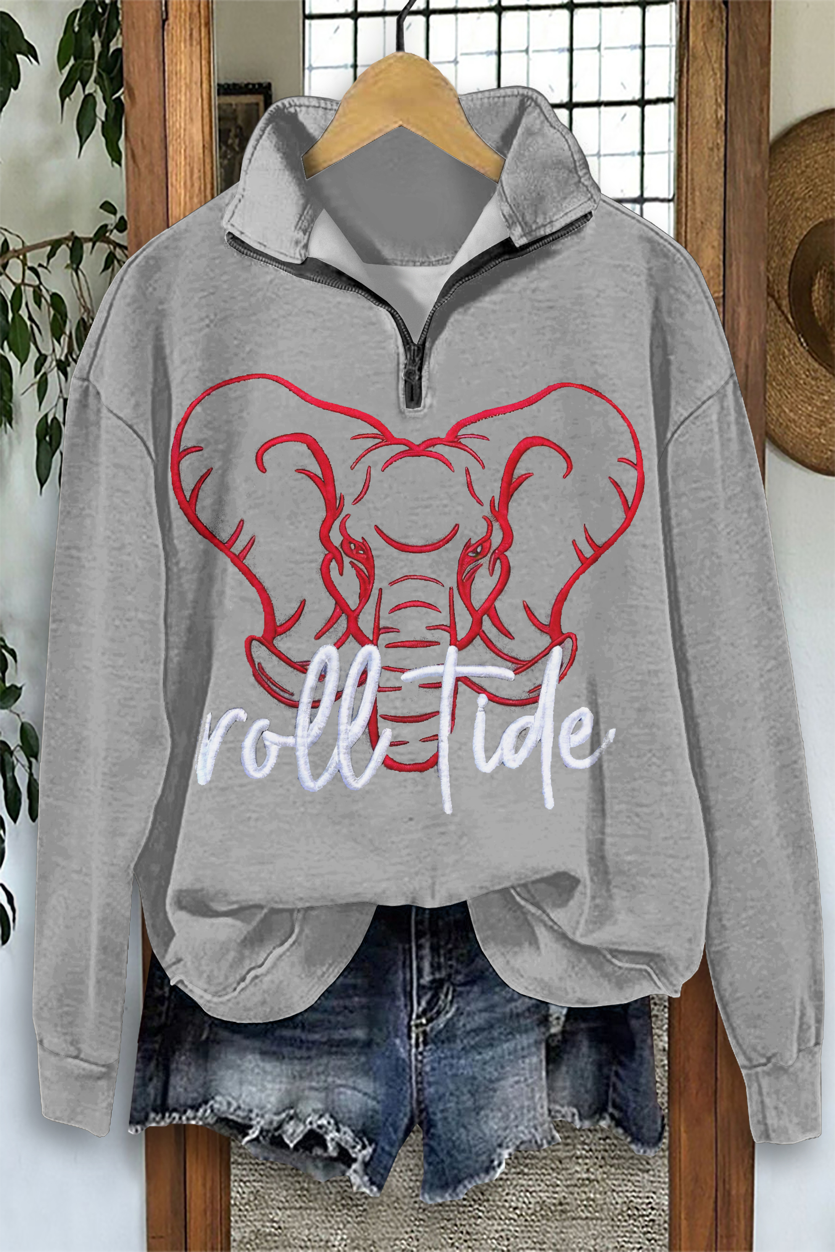 Game Day Elephant Zip-Up Sweatshirt