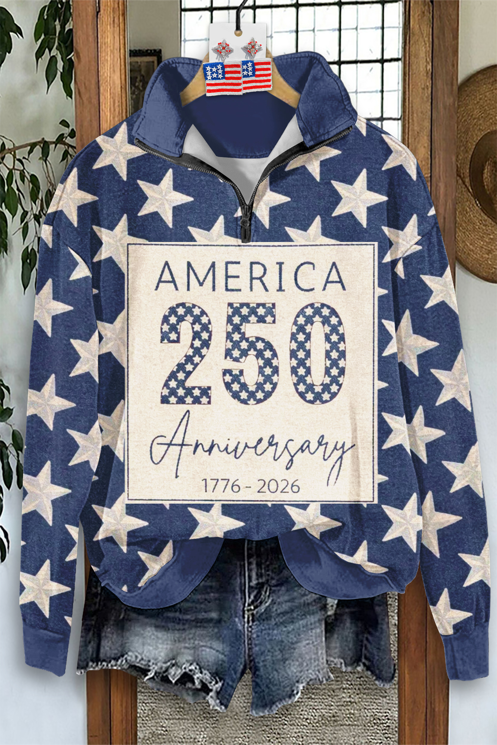 Casual Star America 250 Years Zip-Up Sweatshirt